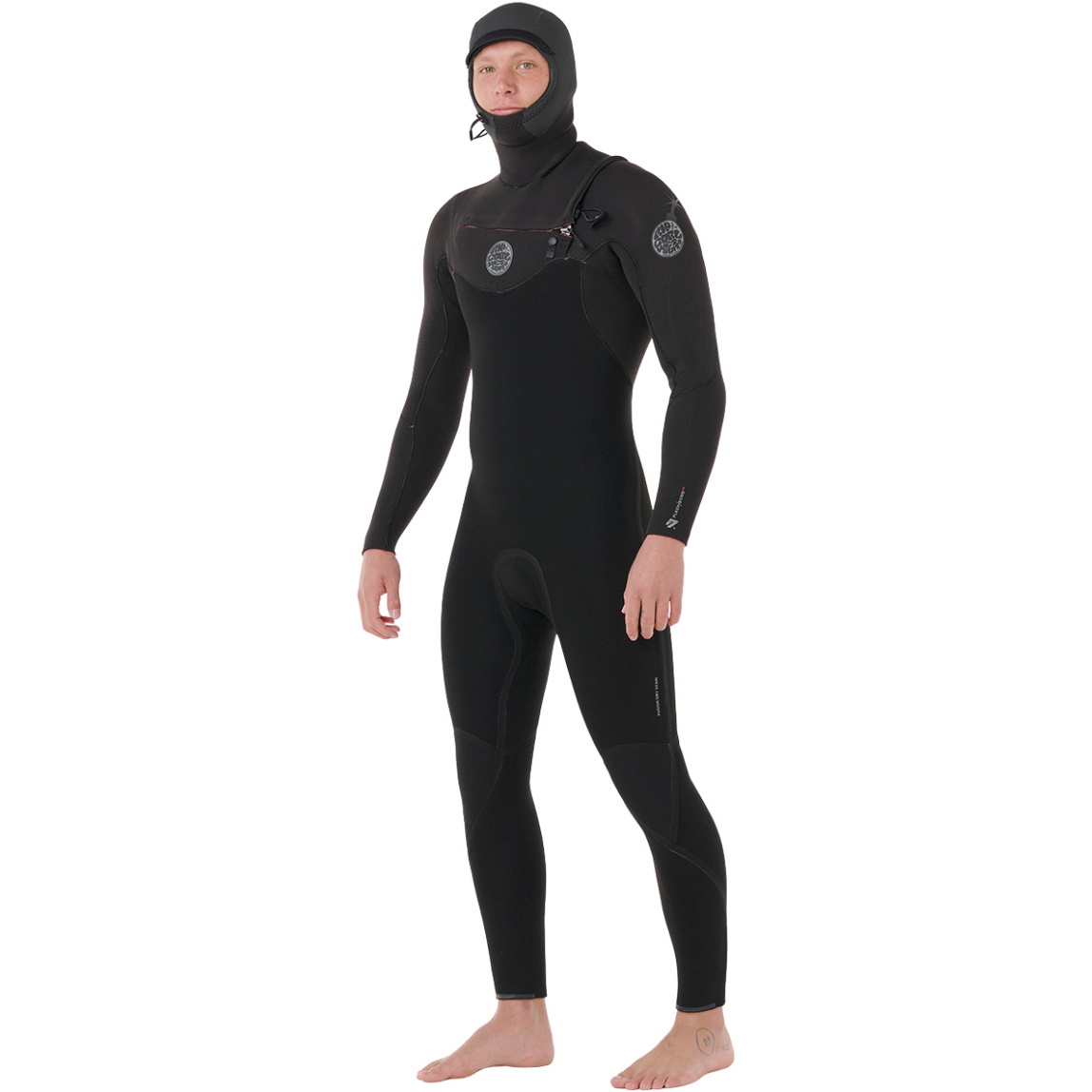 2026 Rip Curl Mens Flashbomb 4/3mm Hooded Chest Zip Wetsuit 17AMFS - Black